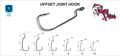 Гачок офсетний Crazy Fish Offset Joint Hook #4 (10шт/уп) OJH-4 10 фото